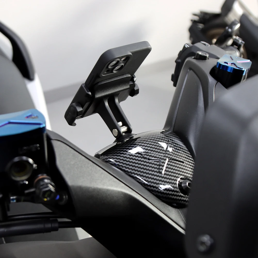 Motorcycle Accessories Handlebar Upper Faucet Cover Carbon Fiber Pattern With Phone Holder For YAMAHA X-MAX300 XMAX250 2017-2026