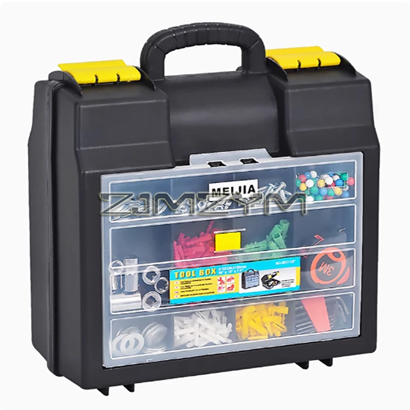 Portable Double-layere Parts Storage Box Large Capacity Toolbox Multi-grid Hardware Tool Storage Case Plastic Toolbox