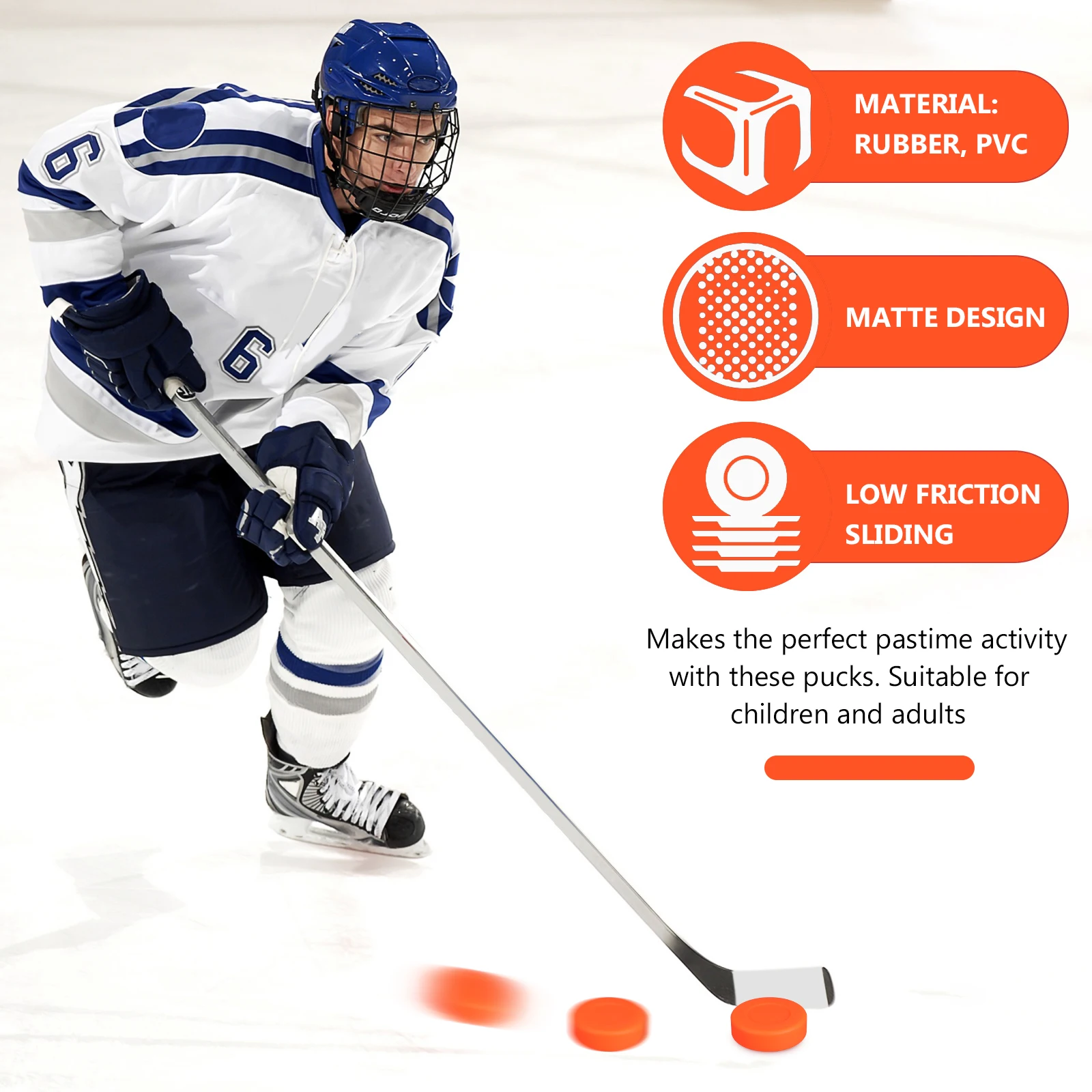 4 قطع من كرات الهوكي الجليدية الاحترافية، عفريت تدريب مطاطي لممارسة هوكي الهواء خفيف الوزن، حجم اللوائح الرسمية