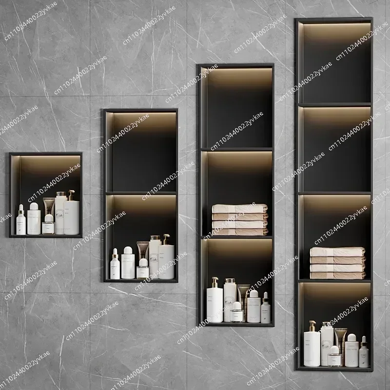 

Нишевая полка для ванной комнаты из нержавеющей стали, встроенный стиль ТВ-шкафа, металлическая многослойная перегородка-органайзер, современный декор для ванной комнаты