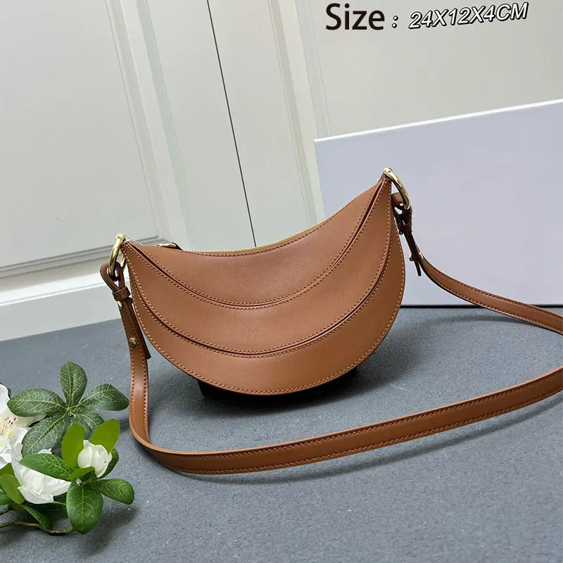 Fashion Half Moon Bag Leather Splicing Retro Purse Women Shoulder Crossbody Crescent Bag Ladies Casual