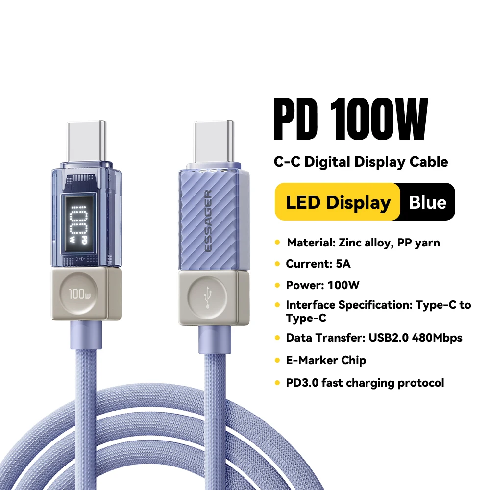 Essager 240 W USB-C-Kabel für iPhone 17 16 15 Plus Pro Max MacBook iPad Supercharge Schnellladegerät Typ C-Kabel für Xiaomi Samsung