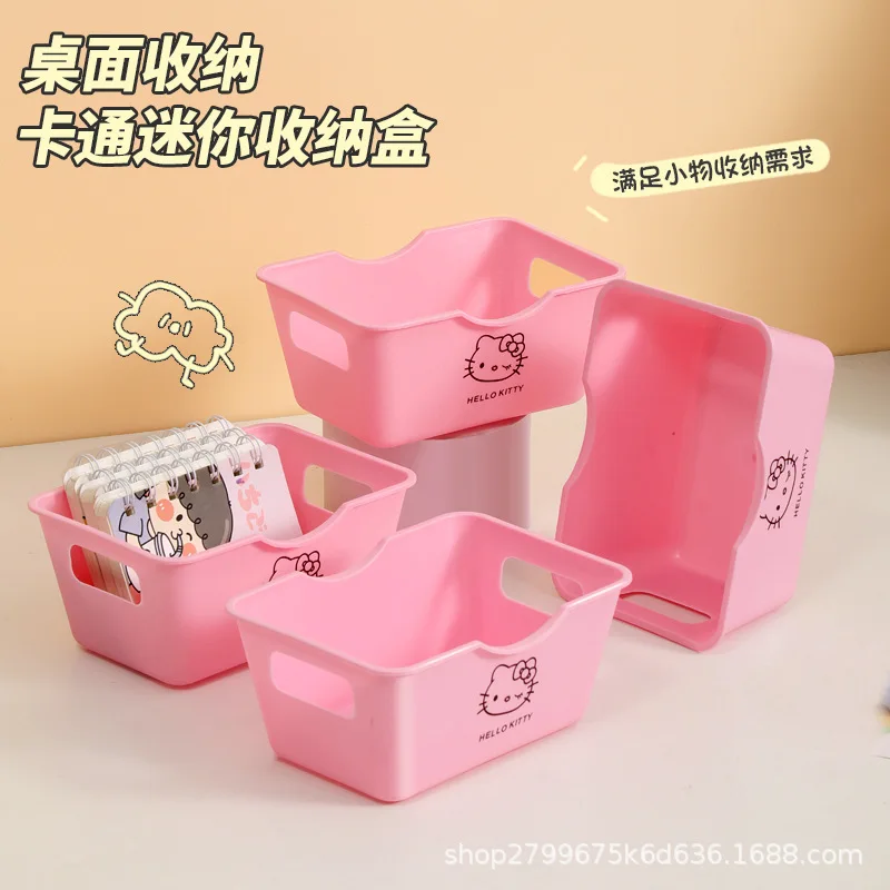 

Sanrio Hello Kitty мультяшный органайзер коробка милый настольный пластиковый чехол для хранения мелочей косметики разные ювелирные изделия коробка для канцелярских принадлежностей подарок