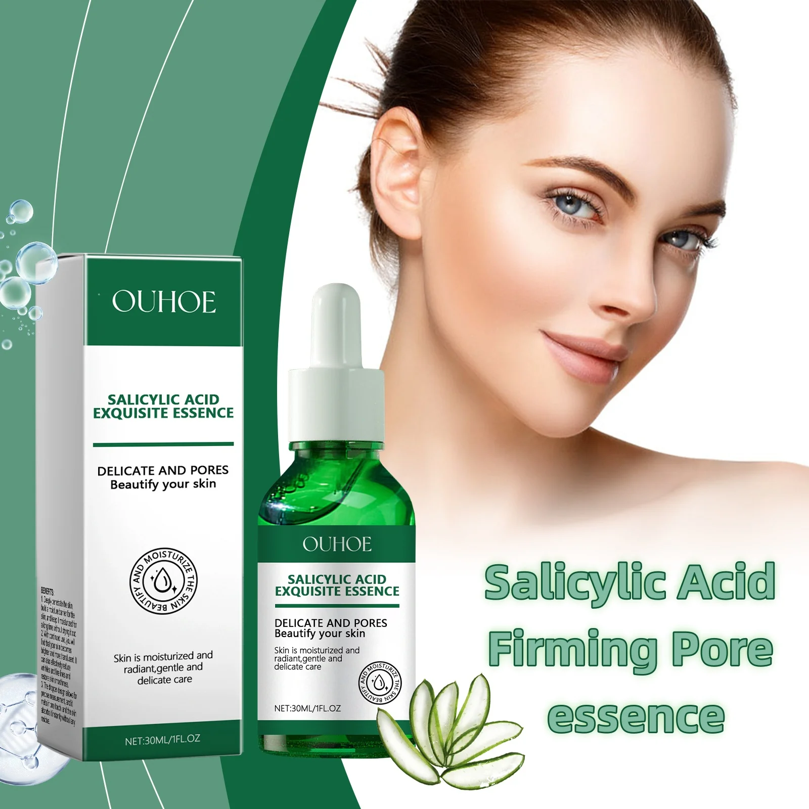 OUHOE Salicylic Acid Fine Pore essence Moisturizing and Firming Skin Cleaning Pore Brightening Skin Color Facial Care essence