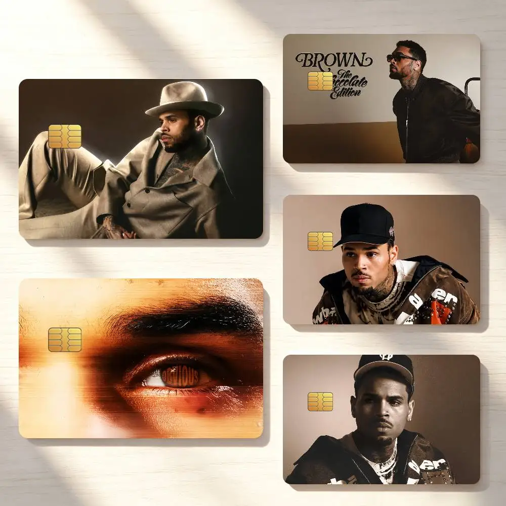 Singer C-Chris Brown Brow Credit Card Sticker Waterproof Anti-Scratch 4PCS Bank Debit Traffic Cover Decoration