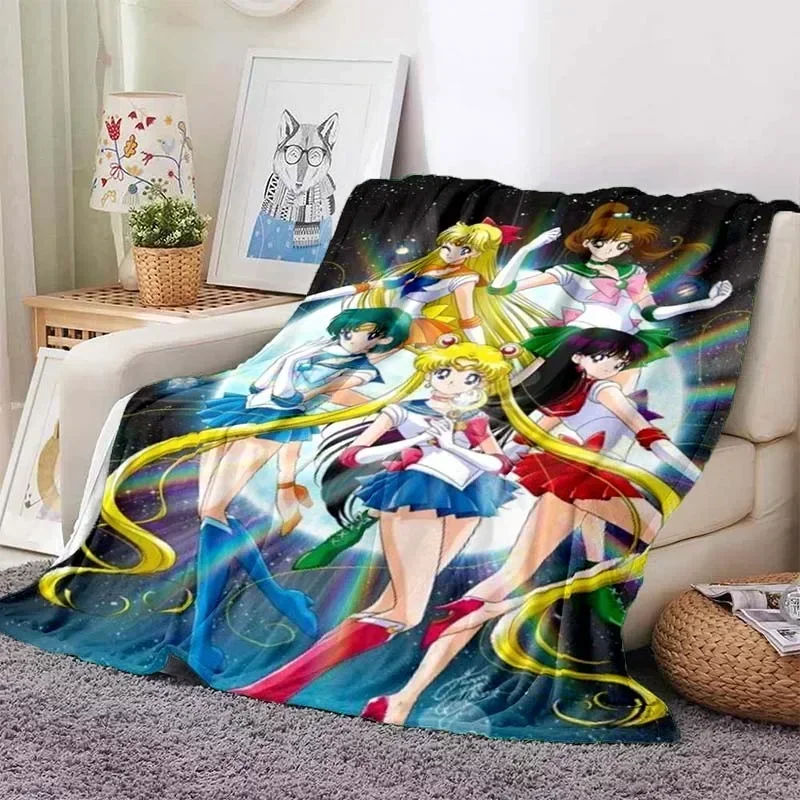 3D Printed Baby Blanket Kawaii Sailor Moon Blankets Home Picnic Sofa WarmFlannel Babes Carpet Warm Soft Lightweight Comfortable