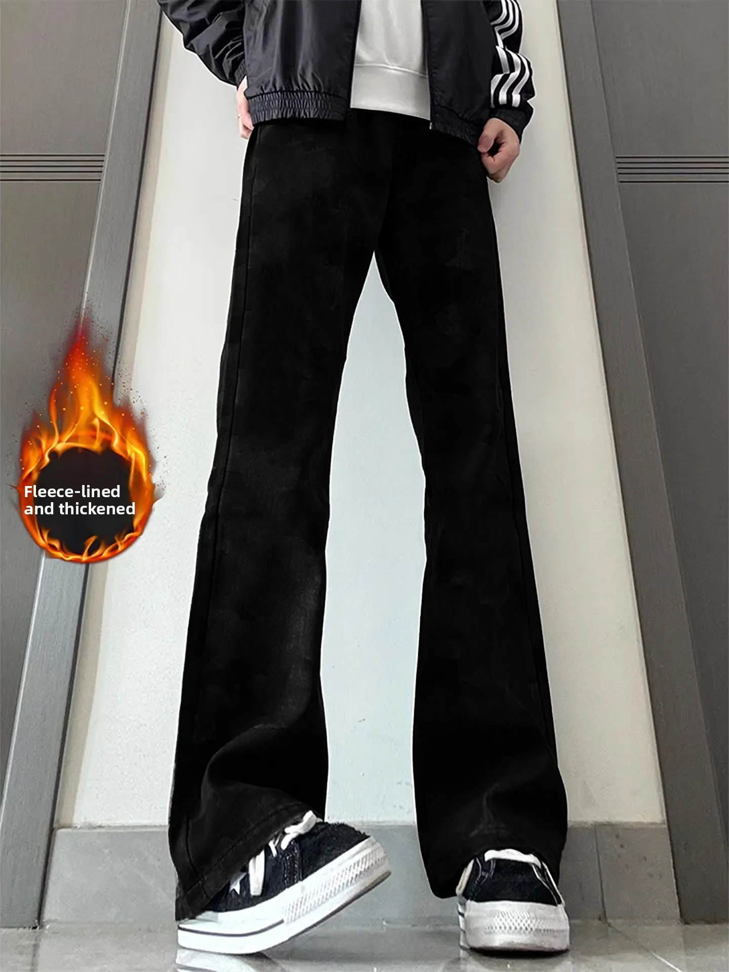 

Джинсы Bla Fce с подкладкой, облегающие, прямого кроя, с высокой талией, в американском уличном стиле, молодежные повседневные брюки