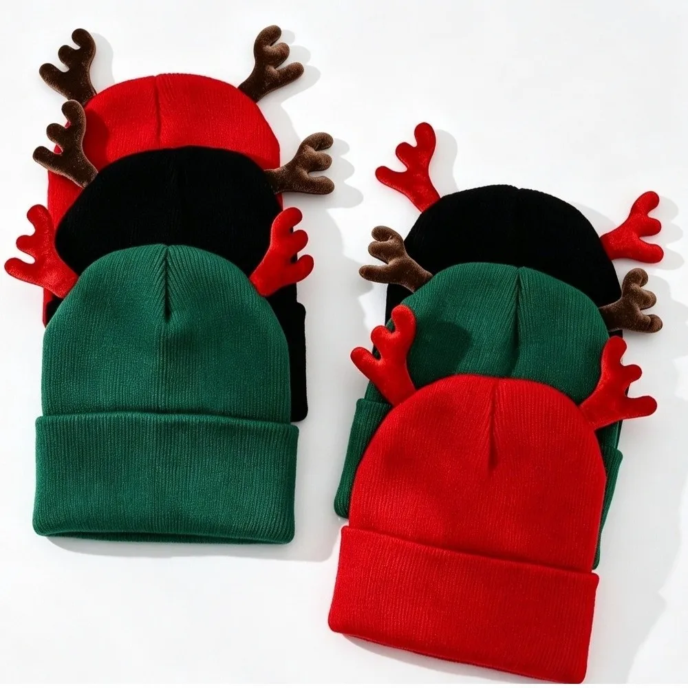 Party Weiche Rentiergeweih-Mütze Niedliche Vielseitige Strickmütze Warme Praktische Hirschgeweih-Mütze Weihnachten – Detail 4