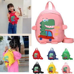 Crianças anti-lost corda colorido náilon dinossauro impressão menino e menina mochila dos desenhos animados bonito do bebê jardim de infância viagem mochila