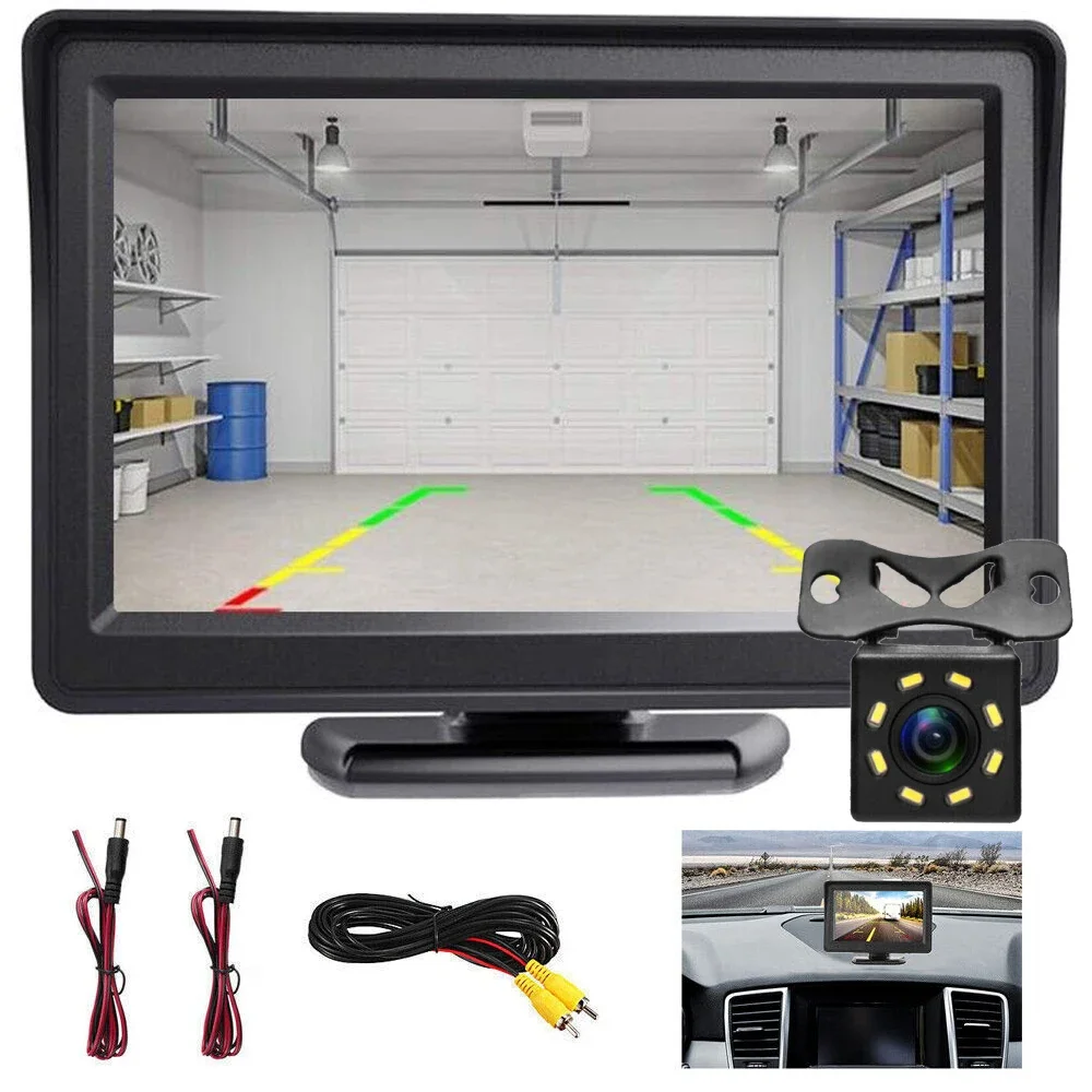 Car Rear View Backup 4LED Camera Waterproof HD Camera 4.3inch HD Display lCD Monitor Full Set Parking system For Pickup Van RV