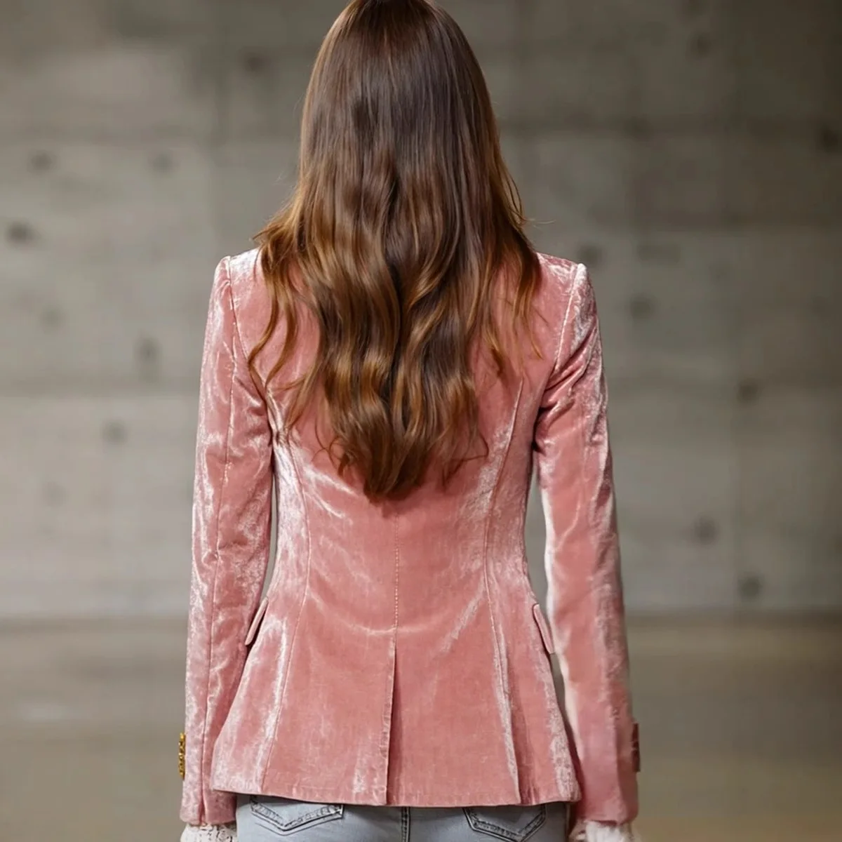 2025 New Autumn and Winter Long Sleeve Slim Fit Blazer Women's Fashion Casual Lapel Pink Jacket Coat Women's Pocket Trendy Coat