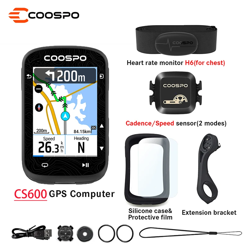 Coospo CS600 GPS-fietscomputer Fiets Kleurrijk touchscreen Snelheidsmeter Cyclus Digitale stopwatch Type-C Fietsen Kilometerteller - afbeelding 1