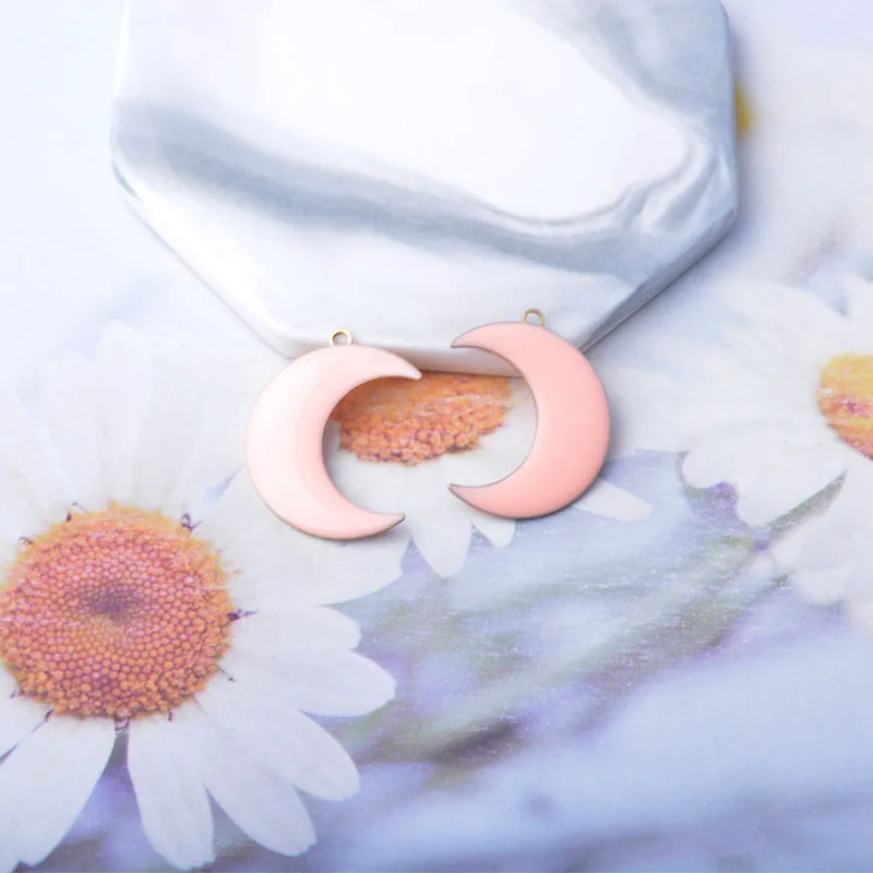 20 Stück Emaille Mond Charms Kupfer Öl tropfendes Ohr Anhänger DIY Schmuck Ohrring Halskette Zubehör – Detail 5