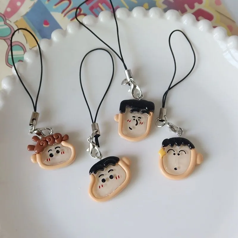 Cute Crayon Shin-chan Xiaobai Mobile Phone Rope Resin Ins Girl Heart Schoolbag Lanyard Cartoon Anime Fashion Pendant Gift Toy view 3
