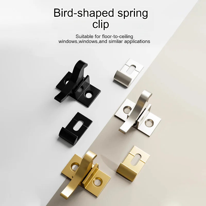 1 Set Bird Shaped Brass Spring Latch Lock Retro Chinese Style Anti-theft Compact Door Window Cabinet Elbow Buckle Home Hardware