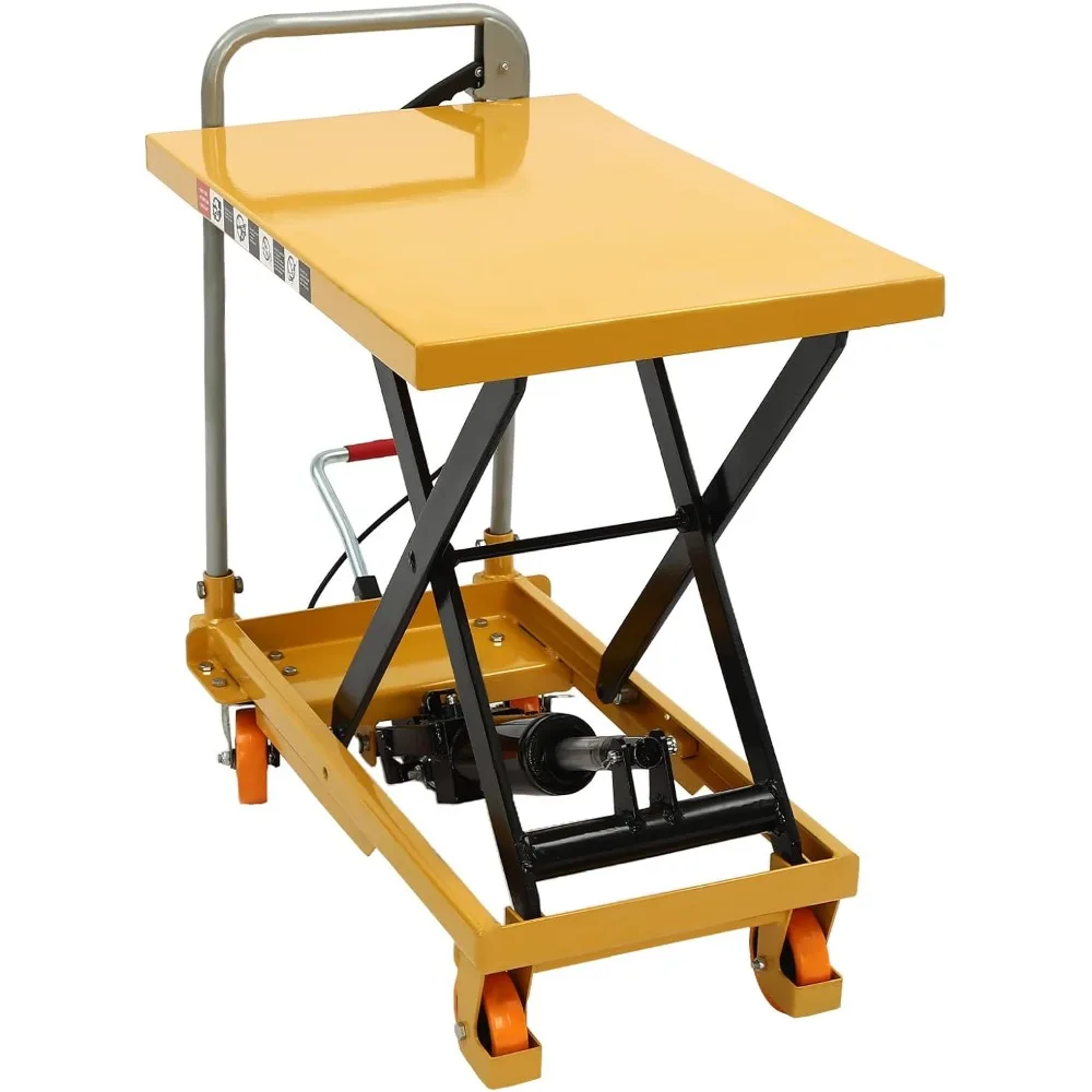 

500-фунтовый одноножничный гидравлический подъемный стол для поддонов с тележкой