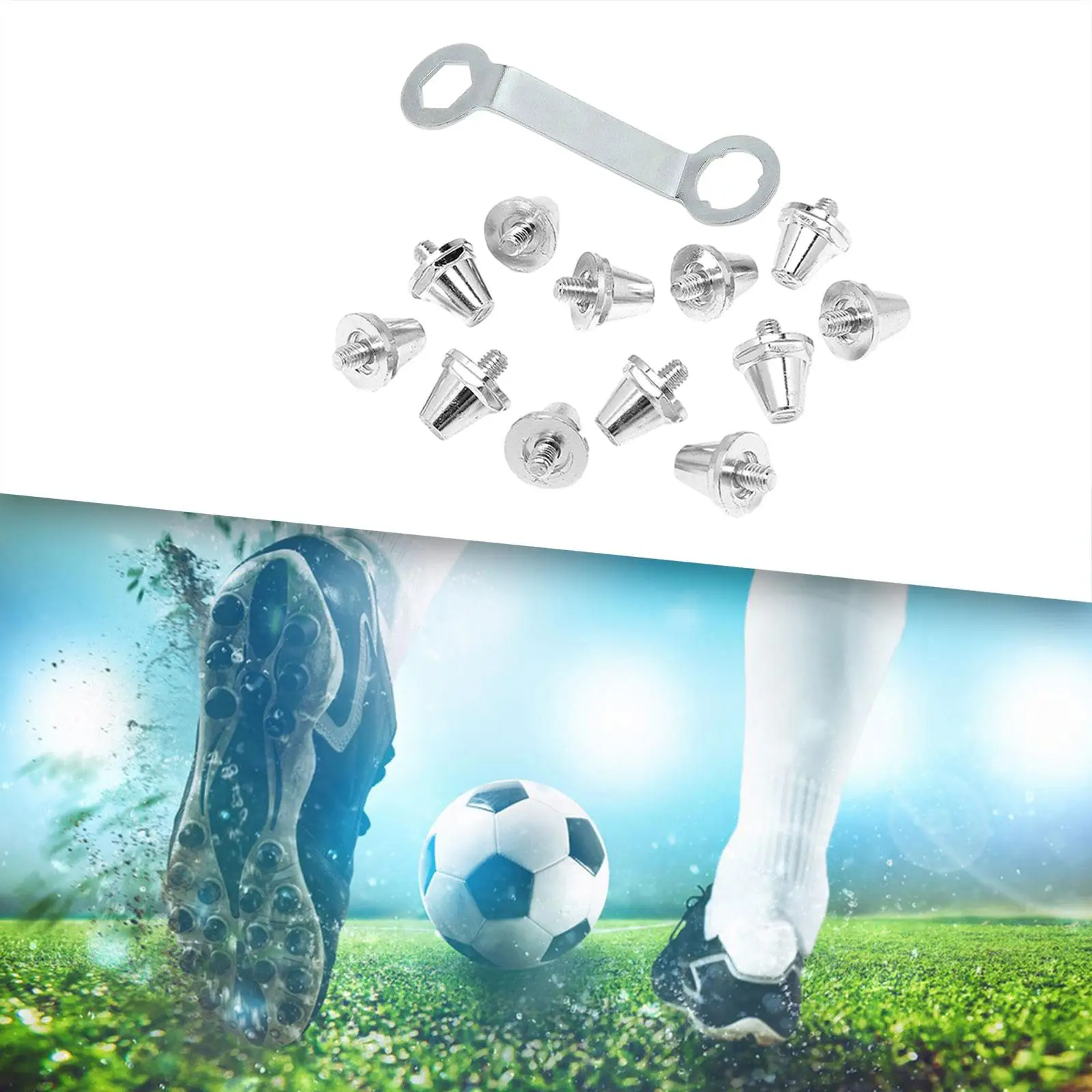 

12 портативных шипов для футбольных бутсов с гаечным ключом, бутсы для футбольных бутсов, винт с резьбой, диаметр 5 мм для соревнований, тренировок в помещении и на открытом воздухе