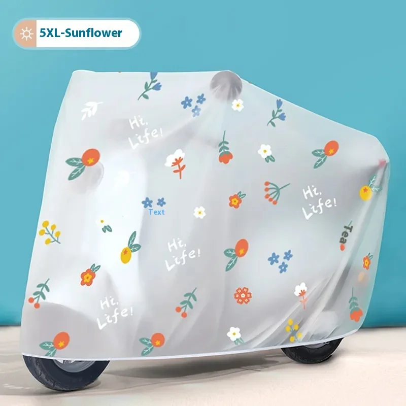 Electric Bike Rain Cover Car Clothe Elastic Dustproof Waterproof Motorcycle Sun Protection Windshield Cover Cartoon Cute Simple