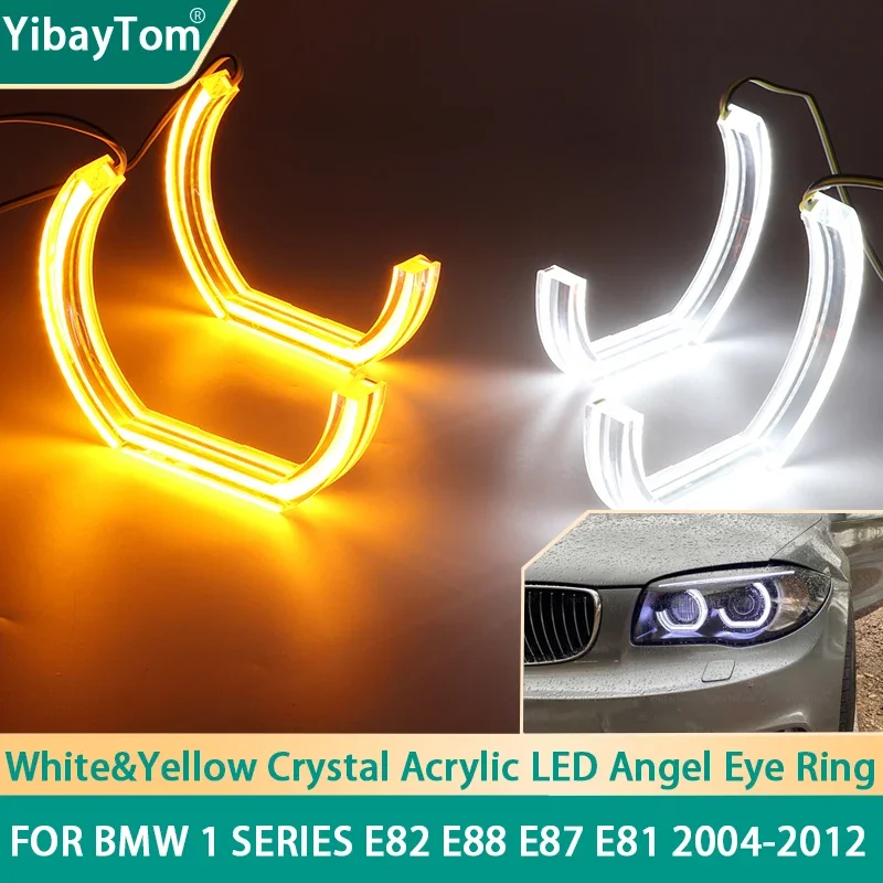 4x Bright Durable Warranty Switchback DTM Style Light LED Angel Eye  Dual Color For BMW 1 Series E82 E88 E87 E81 2004-2012