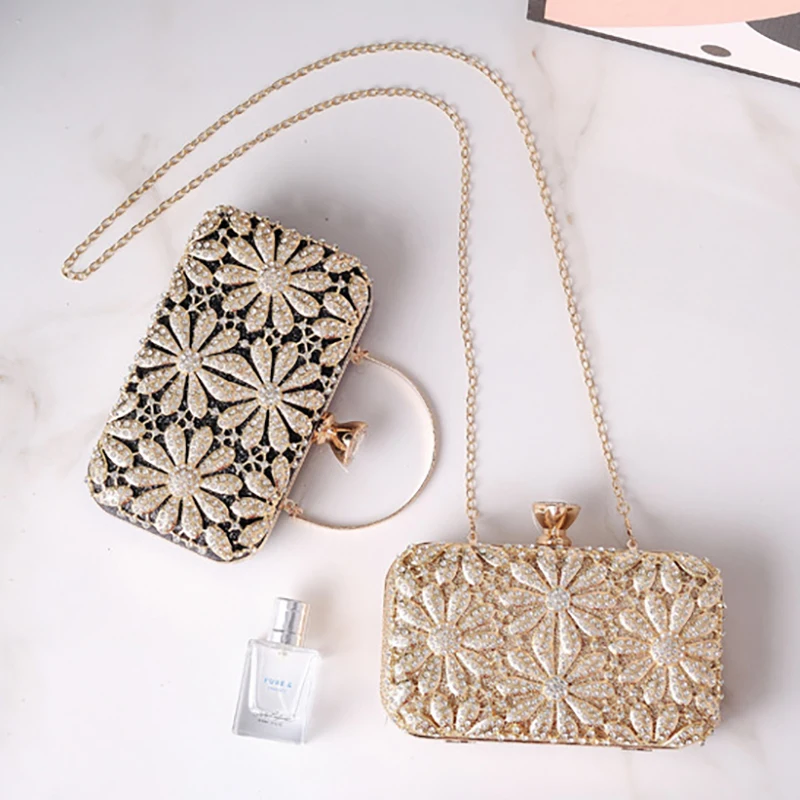 Diamond Luxury Brands Bags Novelty 2026 Evening Flower Clutch Shine Bling Crossbody Bags Fashion High Quality Women's Handbag