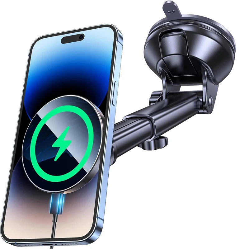 UYUXIO Magnetic Wireless Car Charger Windshield Dash 15W Fast Charging Adapter for iPhone 17 16 15 14 13 Car Mount Phone Holder