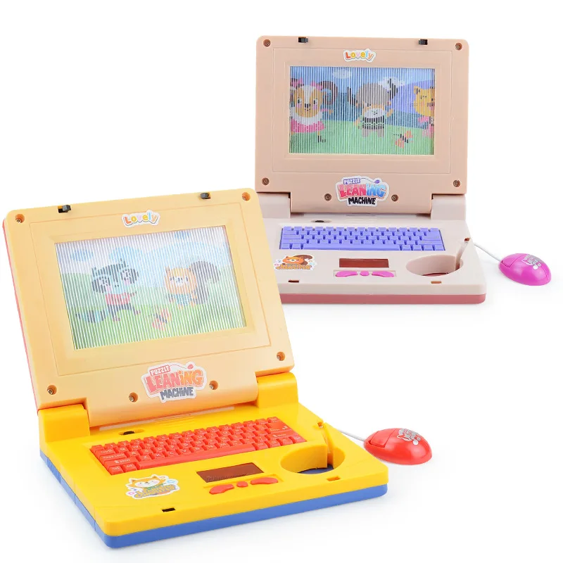 Mini simulação notebook luz música dos desenhos animados computador iluminação das crianças portátil educação multi-função brinquedos eletrônicos