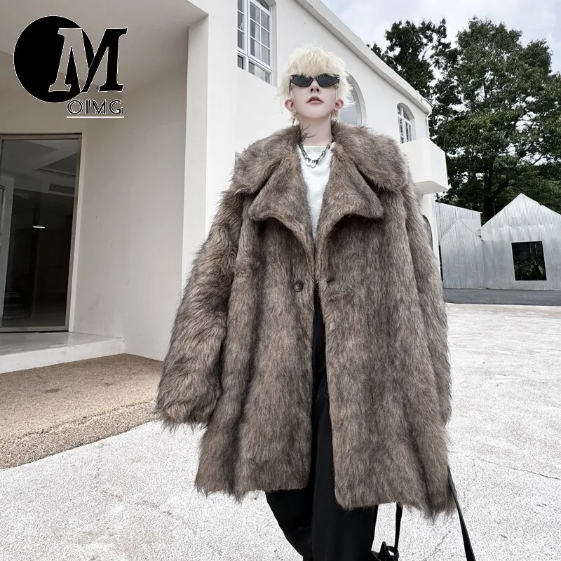 [OIMG] Short drama, big collar, medium to long silhouette, men's and women's artificial environmentally friendly fur coat,