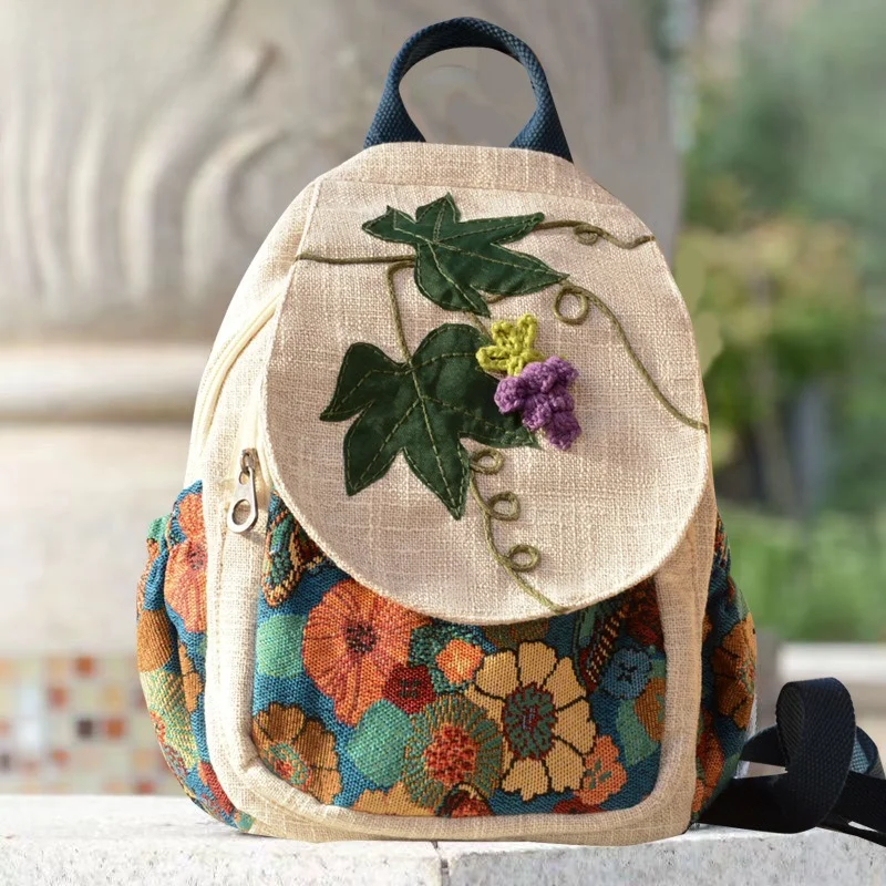 

Ethnic Style Backpack Hand Woven Double Shoulder Multi Compartment Lightweight Canvas Commuting Multi-functional Chest Bag 2025