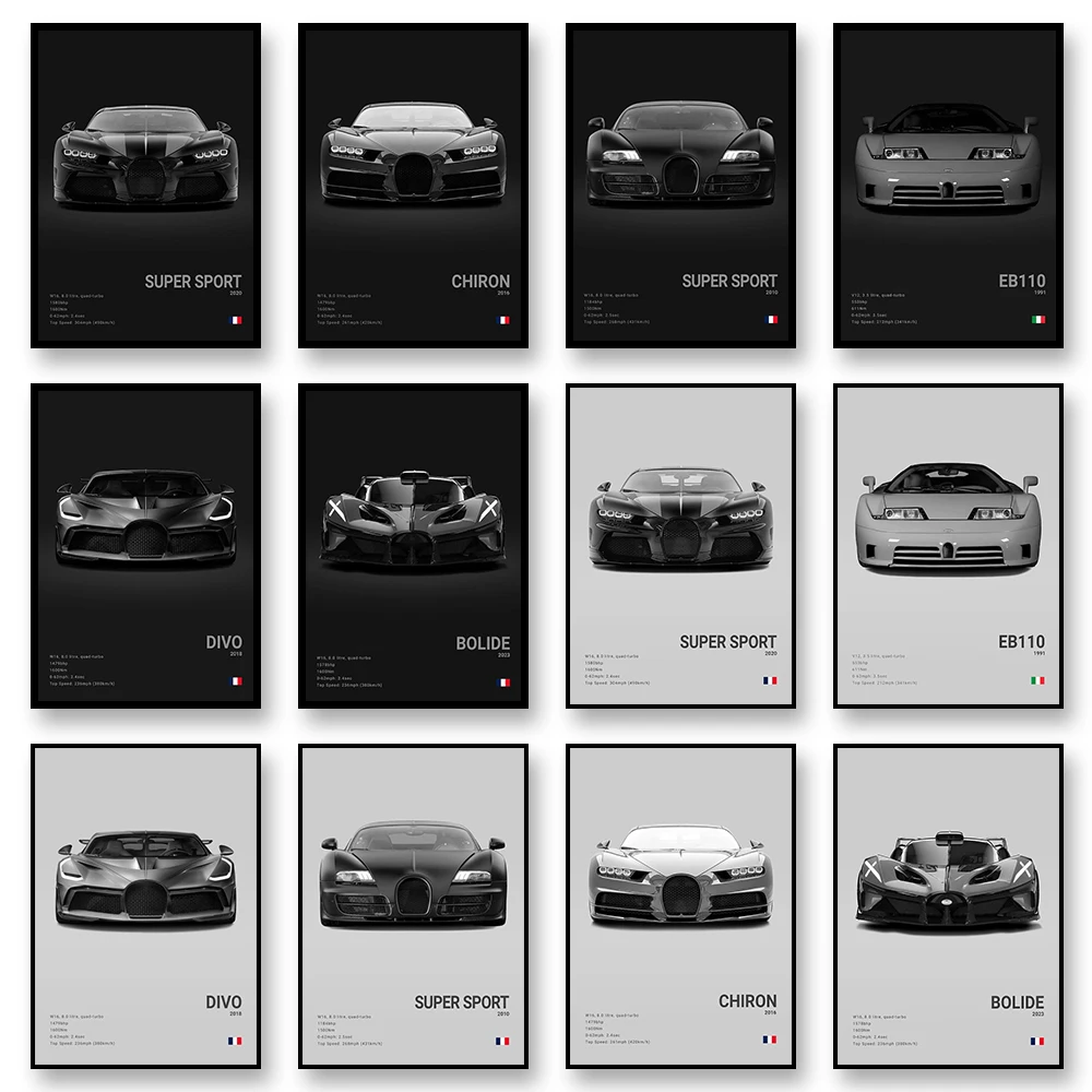 CHIRON EB110 toile mur Art impression affiche DIVO sport voiture décoration peinture moderne décoration de la maison peinture voiture amant cadeau