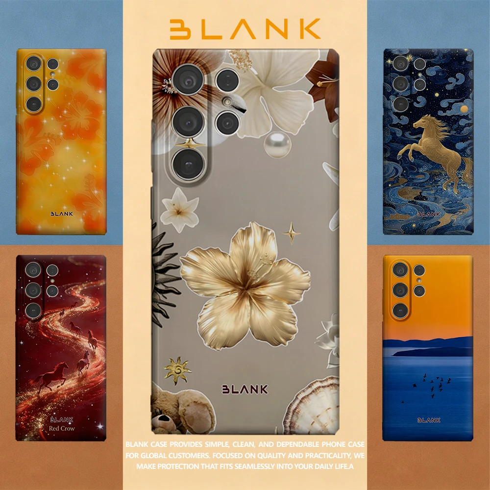 Golden Hibiscus & Shells For Samsung Galaxy S26 S25 S24 A56 A36 Phone Case Protection Cover for Women Girl Blank