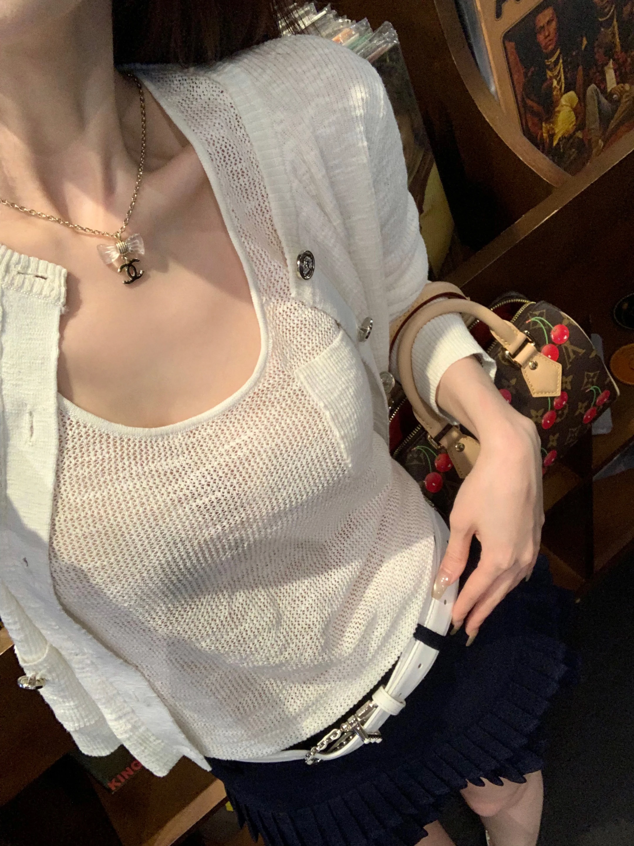 

CHICYOU Linen Knitted Long Sve Vest Set with Micro Hollow ket Faionable Casual Lightweight round Ne Button up Women...