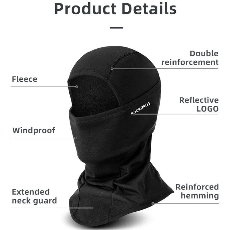 ROCKBROS Winter Mask Motorcycle Mask Fleece Thermal Keep Warm Cycling Mask Balaclava Ski Mask Fishing Skiing Hat Headwear