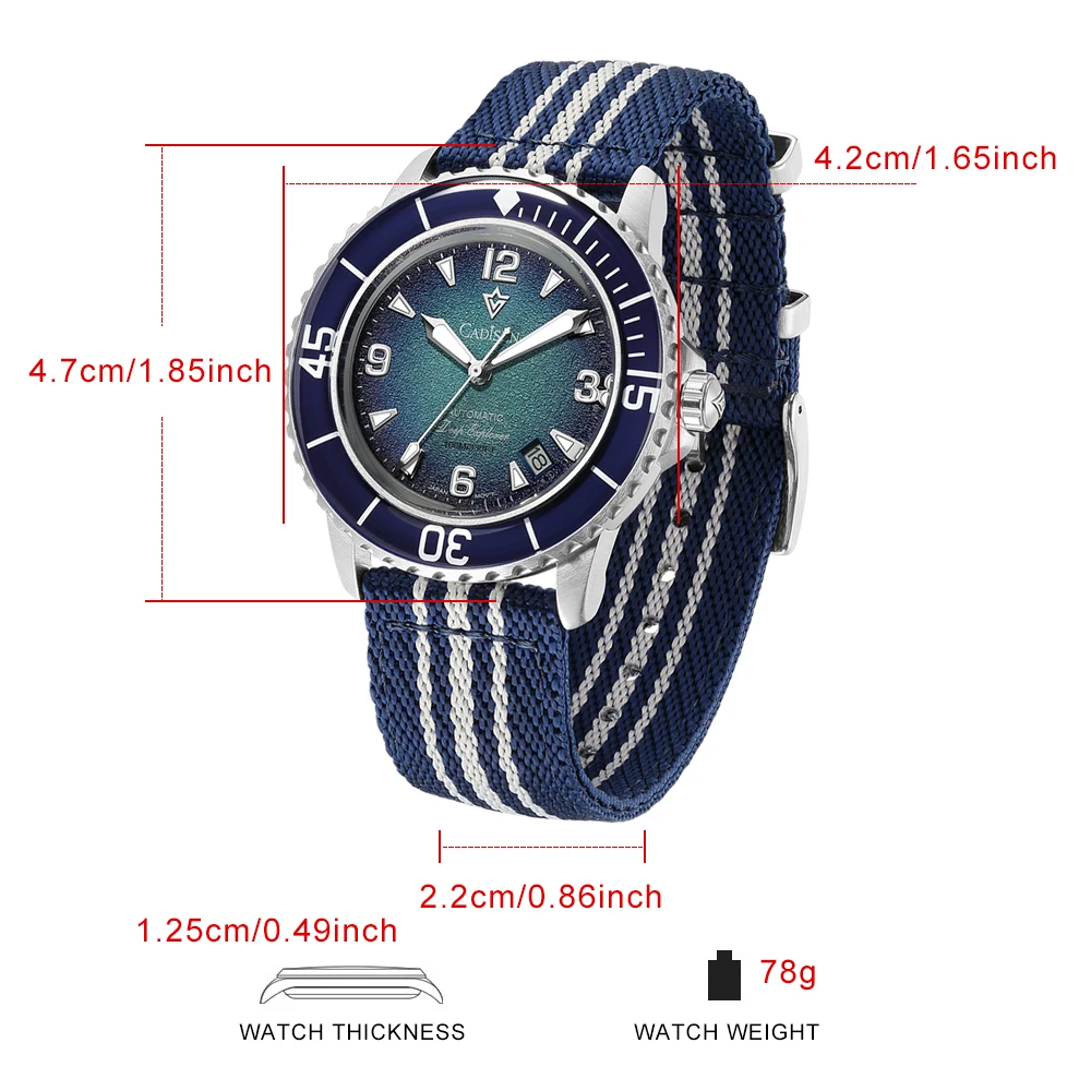Men's Automatic Mechanical Watch with Canvas Strap