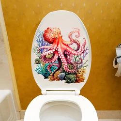 1pc Sea Coral Fish Toilet Stickers - Bathroom Decoration Self-adhesiveFlower Tools -Removable Tile Stickers for Restroom Renovat