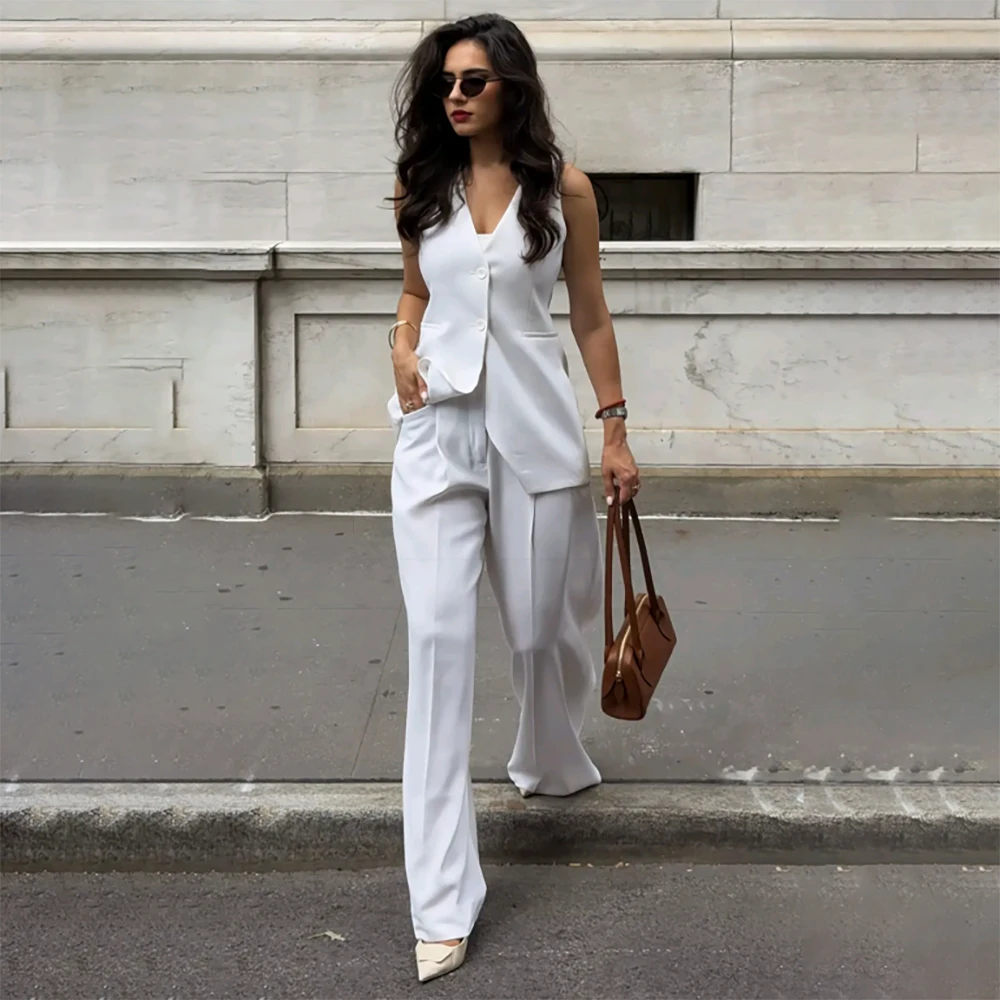 

Bespoke Women's Suits 2 Piece Fashion Double Breasted Regular Fit Jacket Pants Sets High Quality Female Clothing Blazer