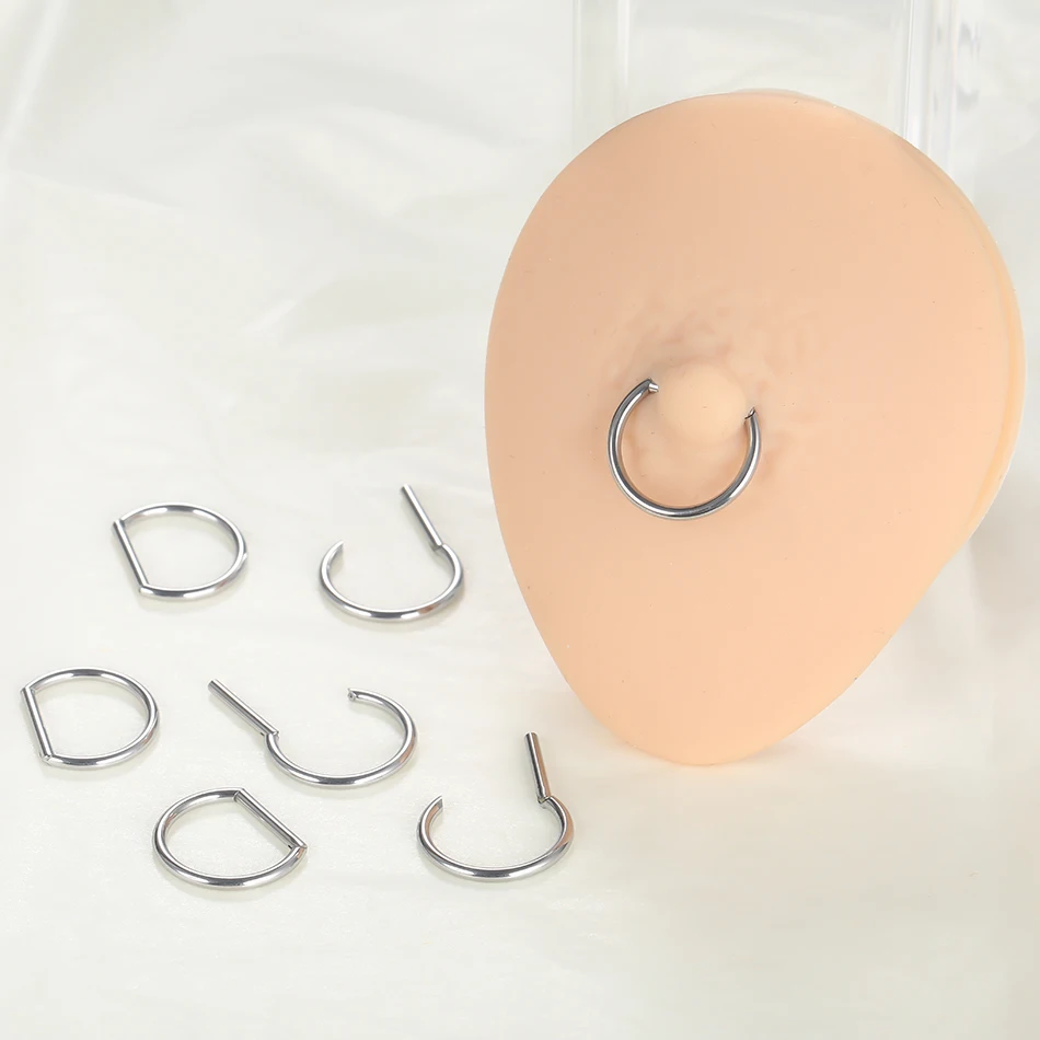 1/5PCS Titanium 14G Segment Clicker Nipple Shield Jewelry D Shape Nipple Rings Barbell Piercing for Women Girls 12/14/16mm