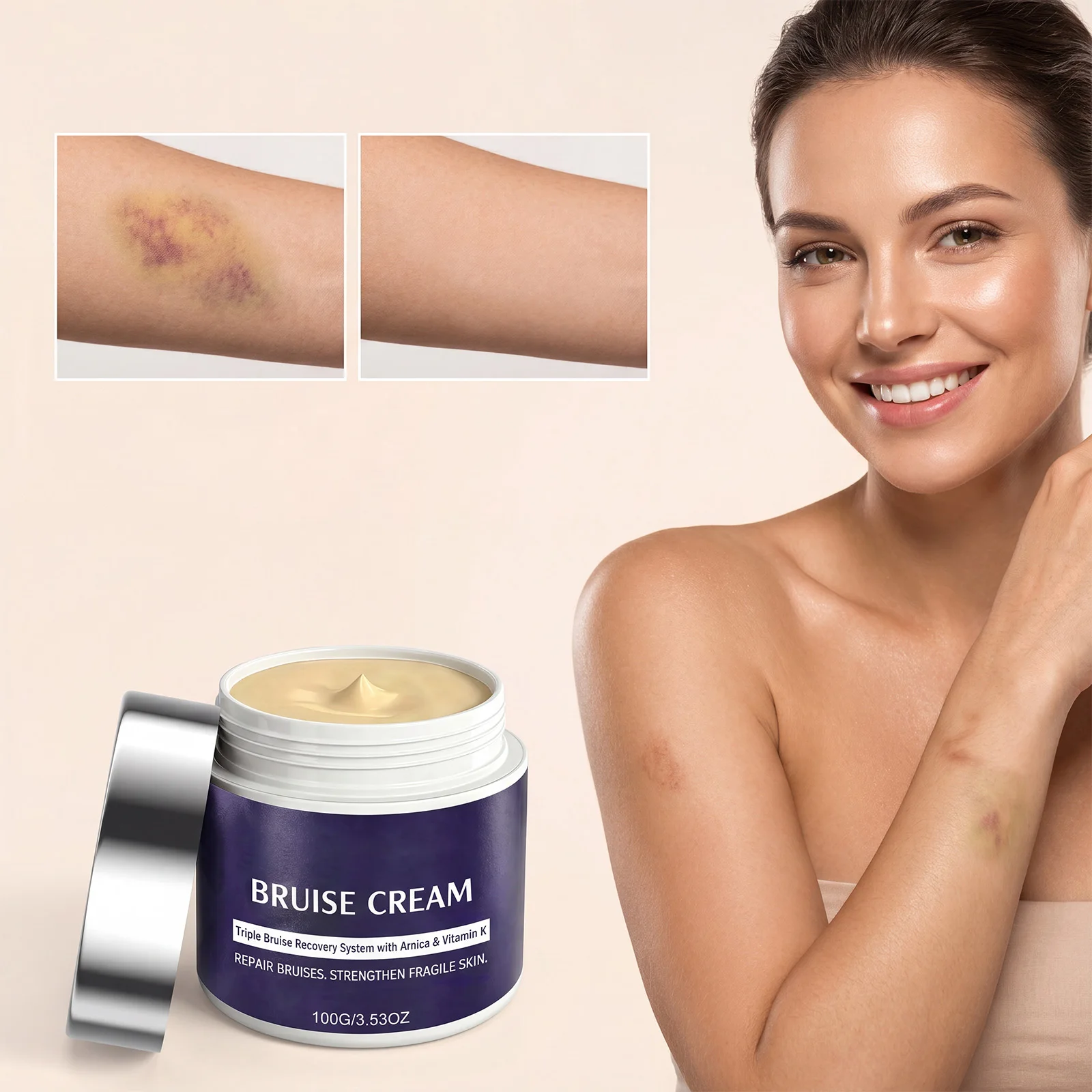 Repair Bruise Cream Improves Hyperpigmentation Gentle Formula Easily Absorbs Quickly for Smooth Soft Healthy Looking Complexion
