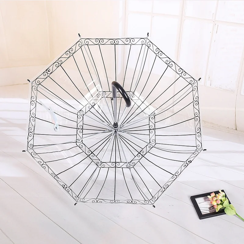 

Зонт от дождя Princ с длинной ручкой, прозрачный фотофонный автоматический прямой столб, арка, клетка для птиц, апей, пластиковая ткань, инструмент от дождя