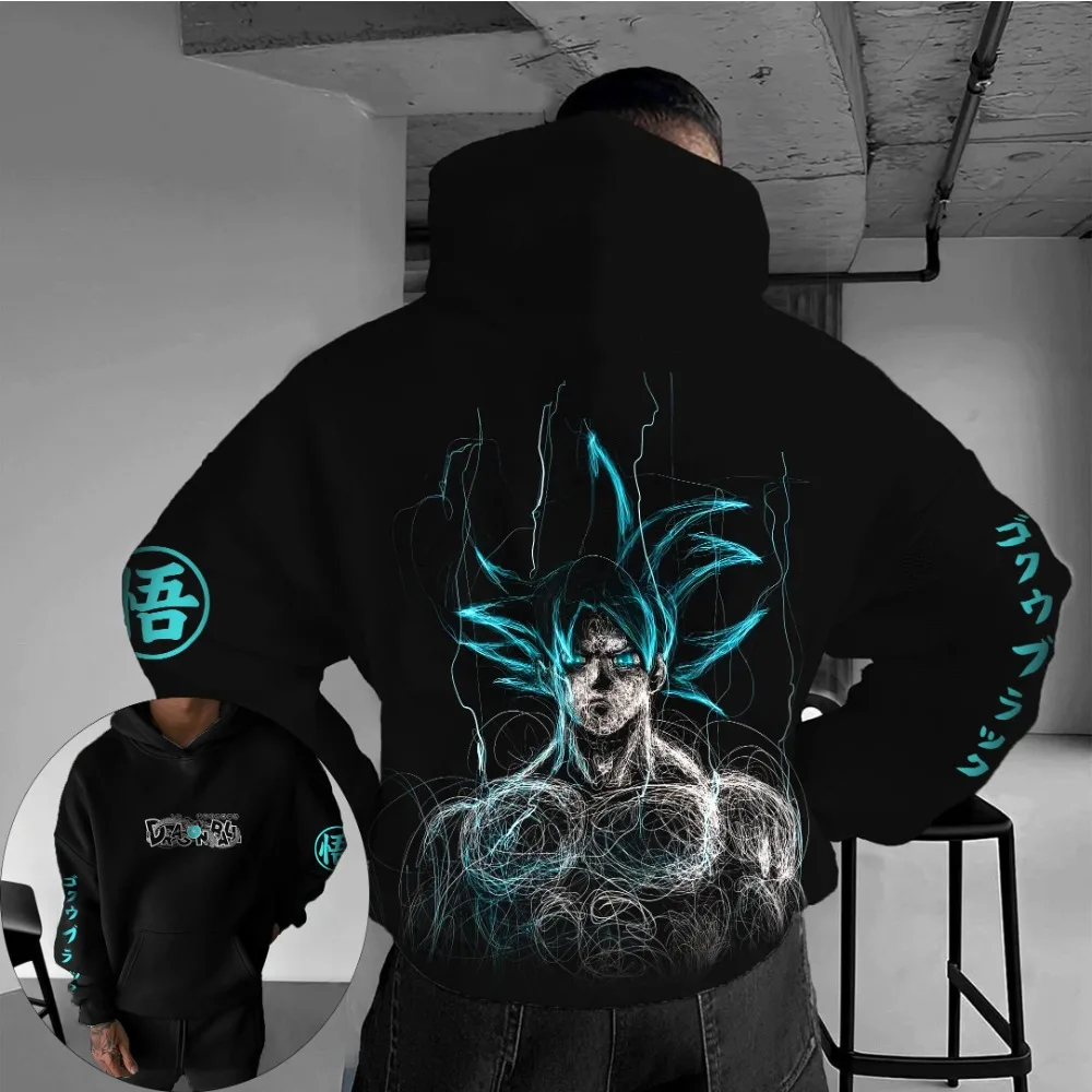 

Dragon Ball Male Hoodie Sweater, Son Goku Japanese Anime Fashion Trend 2025 Autumn/Winter Printed 100% Pure Cotton Hoodie