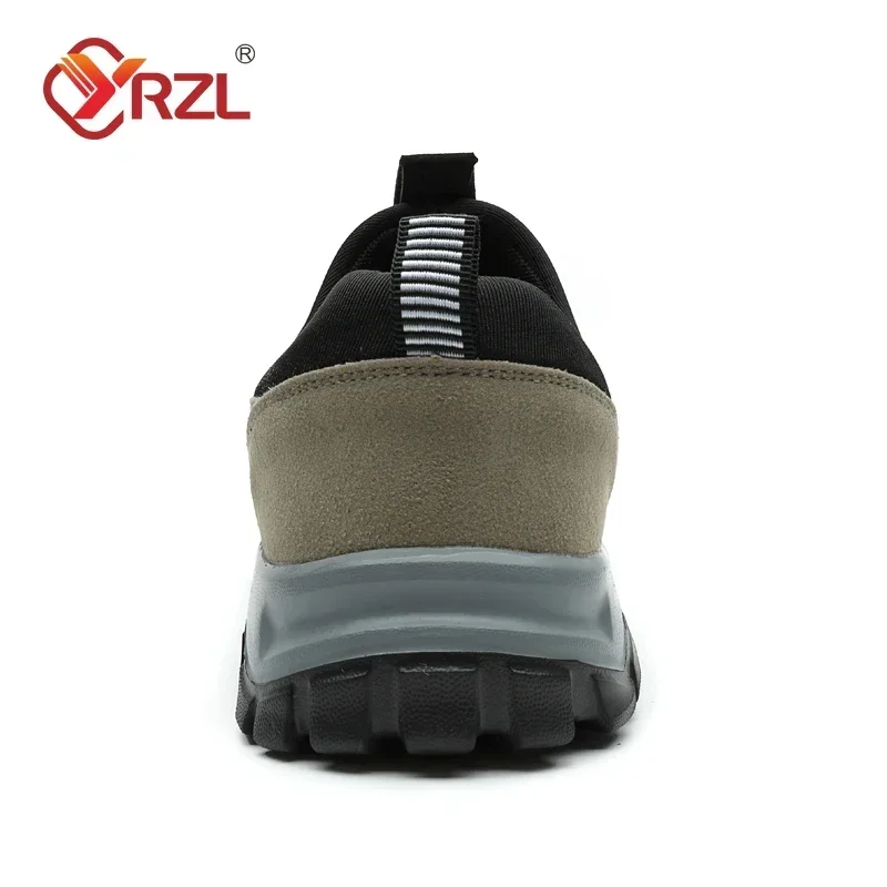 YRZL Outdoor Hiking Shoes Men Sneakers Slip on Casual Men Shoes Breathable Suede Leather Shoe Anti-skid Walking Shoes Footwear