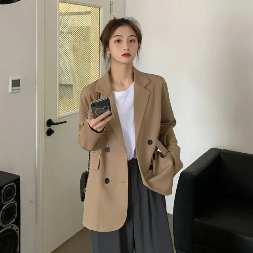 

Женский маленький пиджак K-стиль, повседневный свободный топ с длинными рукавами, модный шикарный весенне-осенний новый