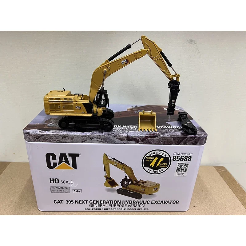 DM Diecast Alloy 1:87 Scale CAT 395 Next Excavator Crushing Hammer Dismantling Pliers Set Cars Model Adult Toys Classics Gifts