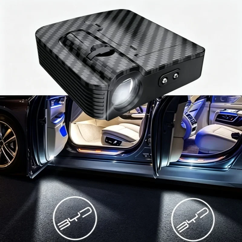 2Pcs Wireless LED Door Welcome Light No Drilling For BYD Han Seal Dolphin Atto 3 Song PLUS Battery Logo Projector Puddle Lamp