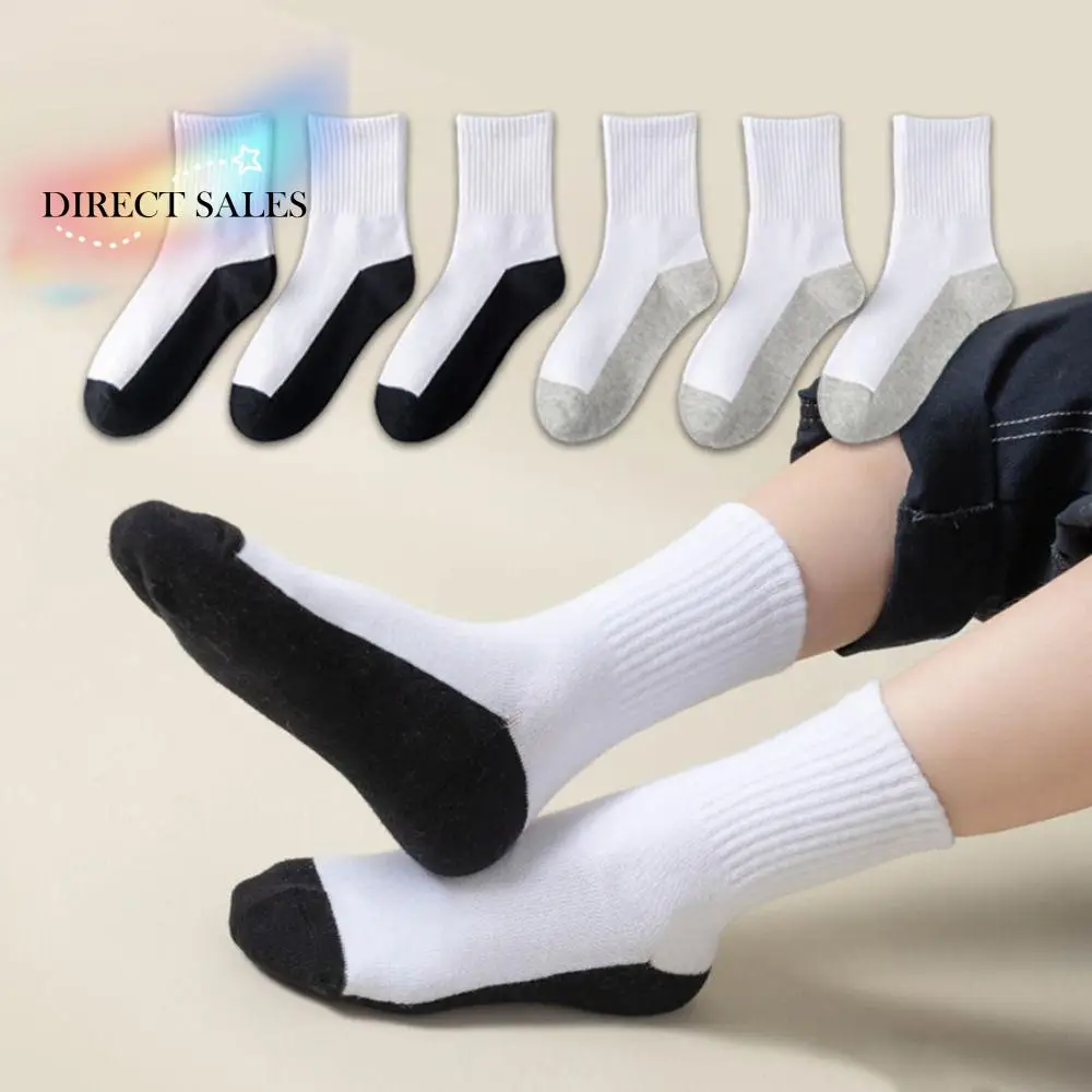

4/6Pairs Comfortable Simple Men's Mid-calf Socks Hosiery Breathable Men Tube Socks Patchwork Non-slip Sports Sock Students
