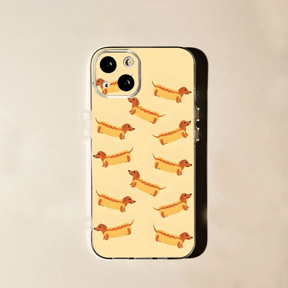 Dachshund Dog Love Phone Case For iPhone 15,14,13,12,11 Plus,Pro,Max,XR,XS,X,7,8 Plus,SE,Mini Transparent Silicone Soft