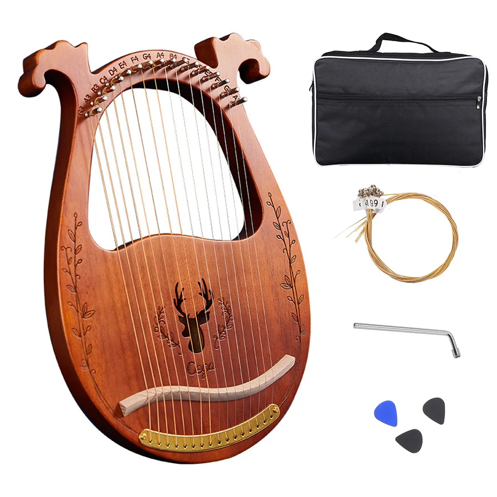 

Lyre 16/19 /24 Strings Lyre Harp Piano Wooden Mahogany Musical Instrument 16/19/24 Strings Lyre Piano With Storage Bag