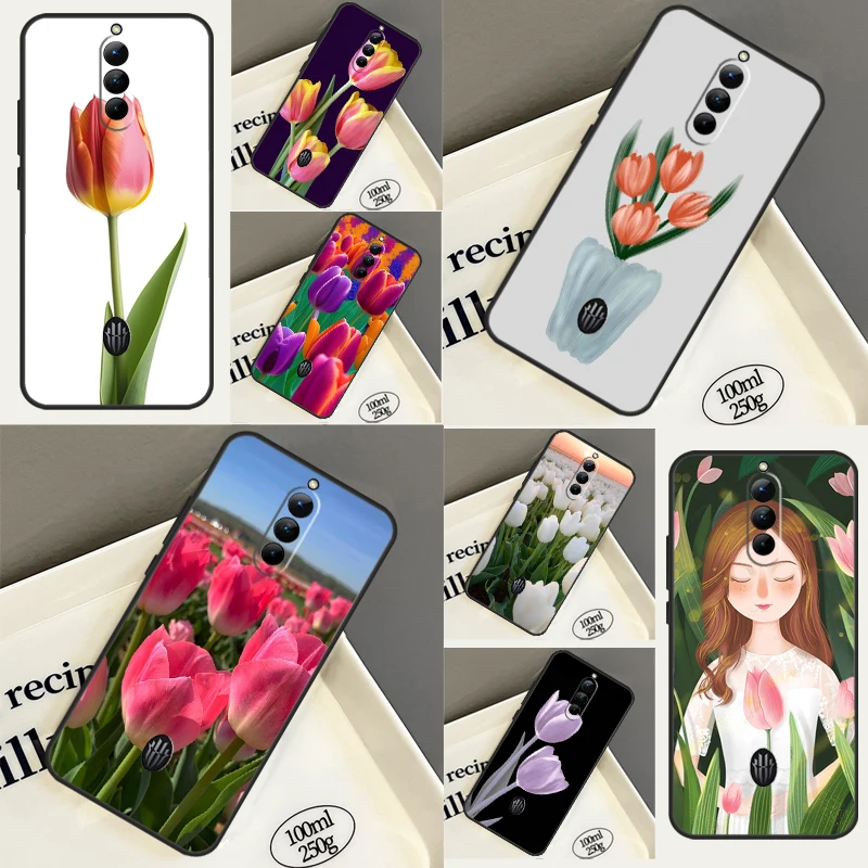 Tulip Flower Case For ZTE Nubia Red Magic 6S 7S Pro 5G 5S 6R 6 7 Pro Red Magic 8 Pro Plus Phone Cover