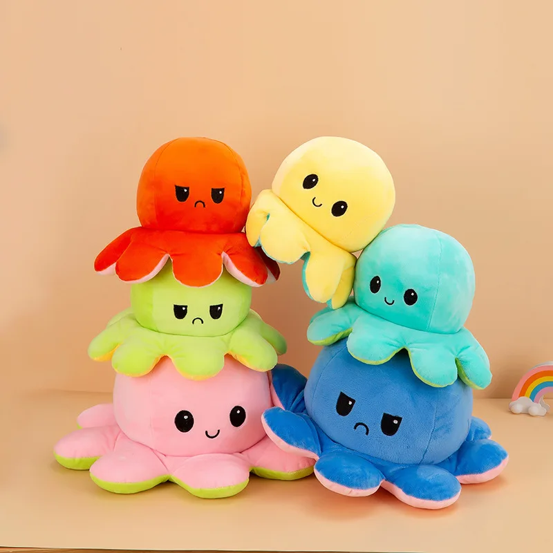 Flipped Octopus Doll, Double-sided Flipped Mood Happy Sad-Toy, Cute and Fun Children's Gift, Bedroom Decoration, New Christmas