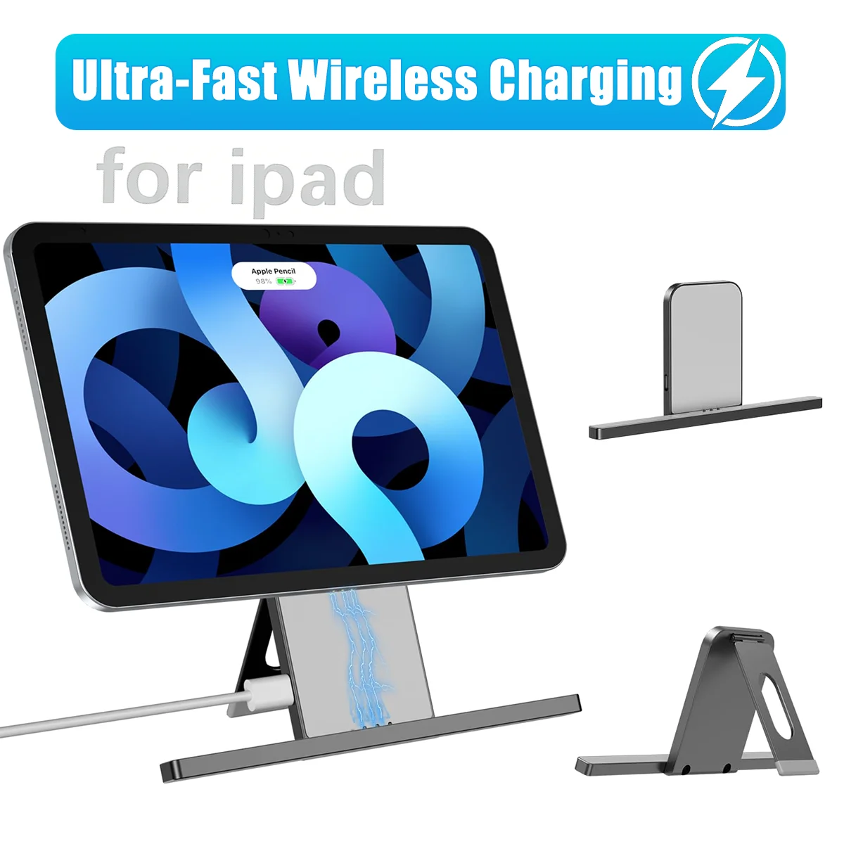 

Магнитное беспроводное зарядное устройство для iPad Pro/iPad Air, быстрая зарядка, алюминиевый корпус, с кабелем USB-C (адаптер не входит)