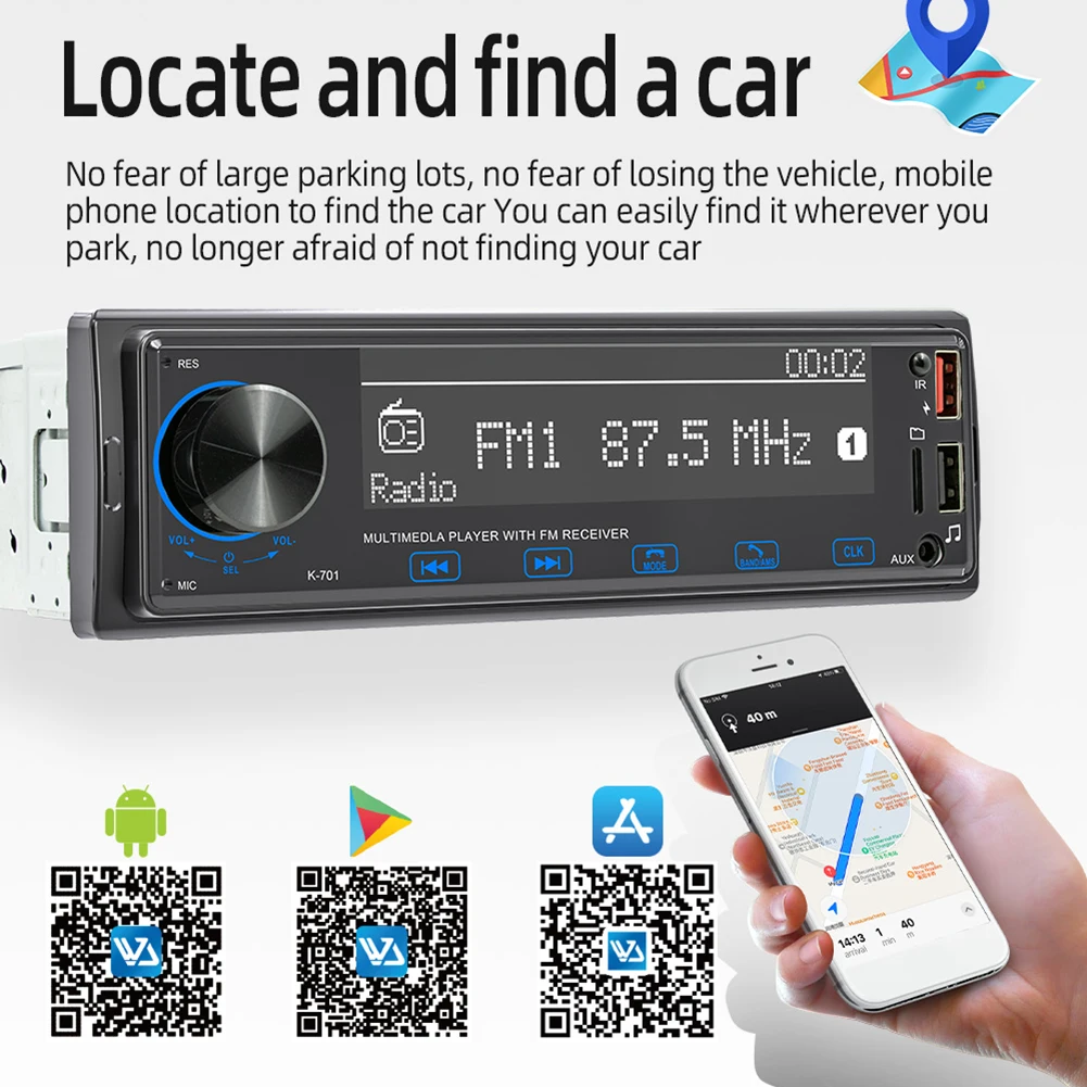 Autoradio 1DIN Touch Screen da 2.5 pollici lettore MP3 digitale compatibile con Bluetooth Display LCD posizione Audio FM trovare luce RGB